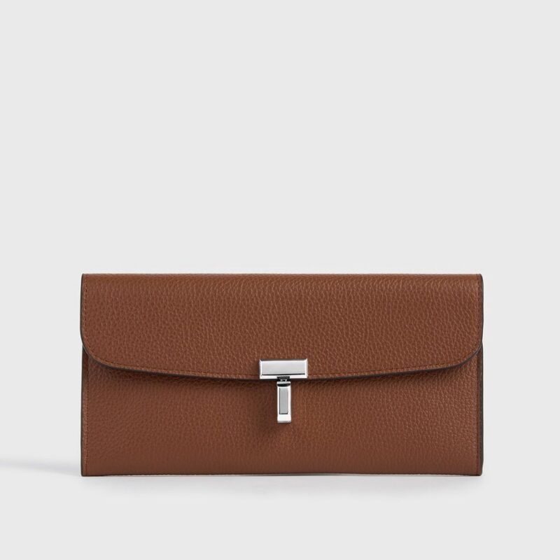 T-lock grained-leather wallet sienna – Toteme - INT