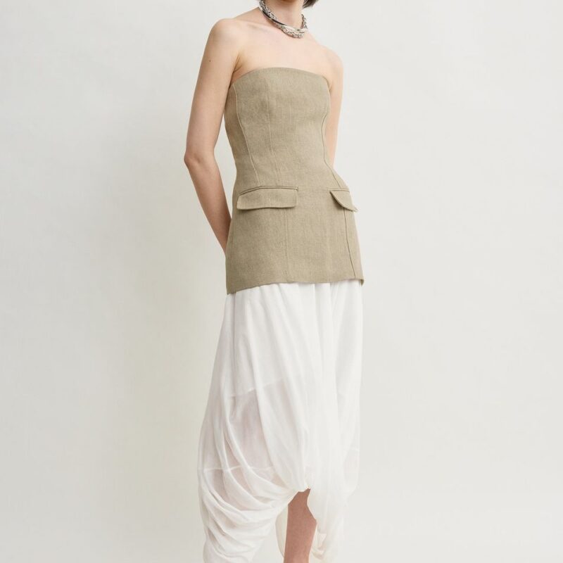 Strapless linen pocket top beige – Toteme - INT