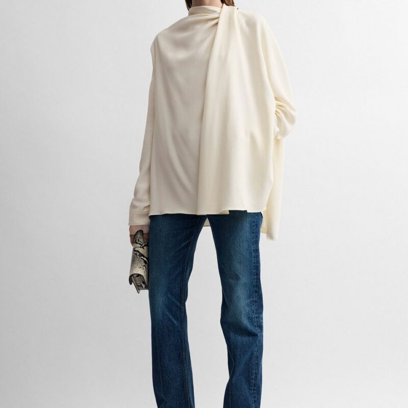 Asymmetric draped cady blouse ecru – Toteme - INT