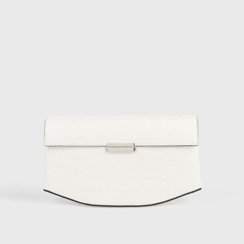 Clip croco-embossed clutch off-white – Toteme - INT
