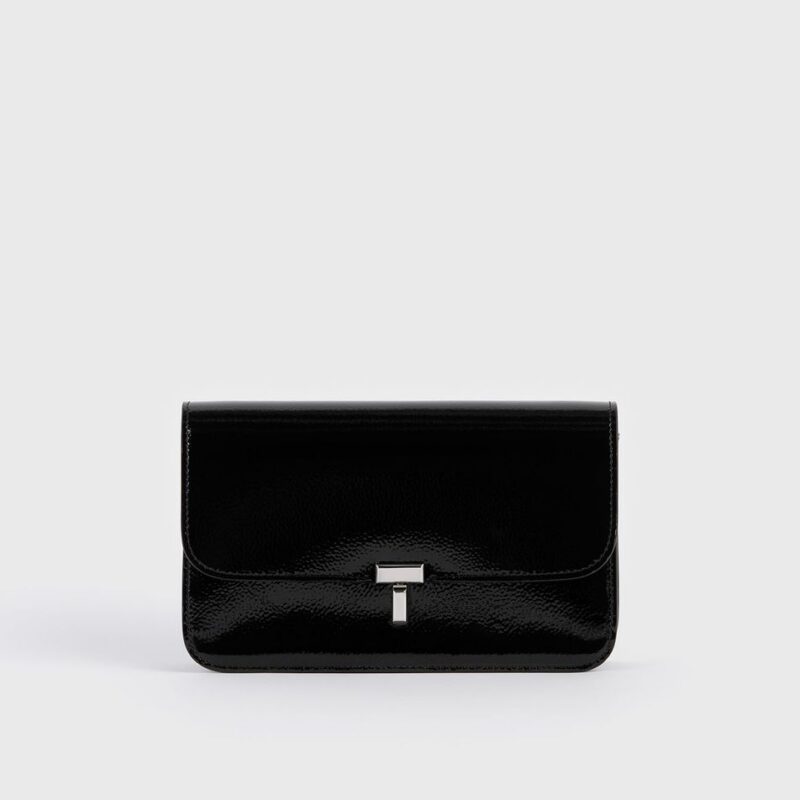 T-lock grained-patent crossbody black – Toteme - INT