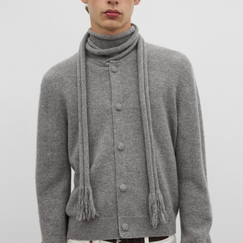 Scarf cardigan grey melange – Toteme - INT