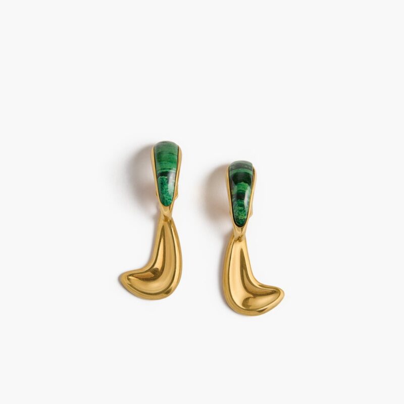 Cyclone Earrings in Antique Gold with Green – KHAITE