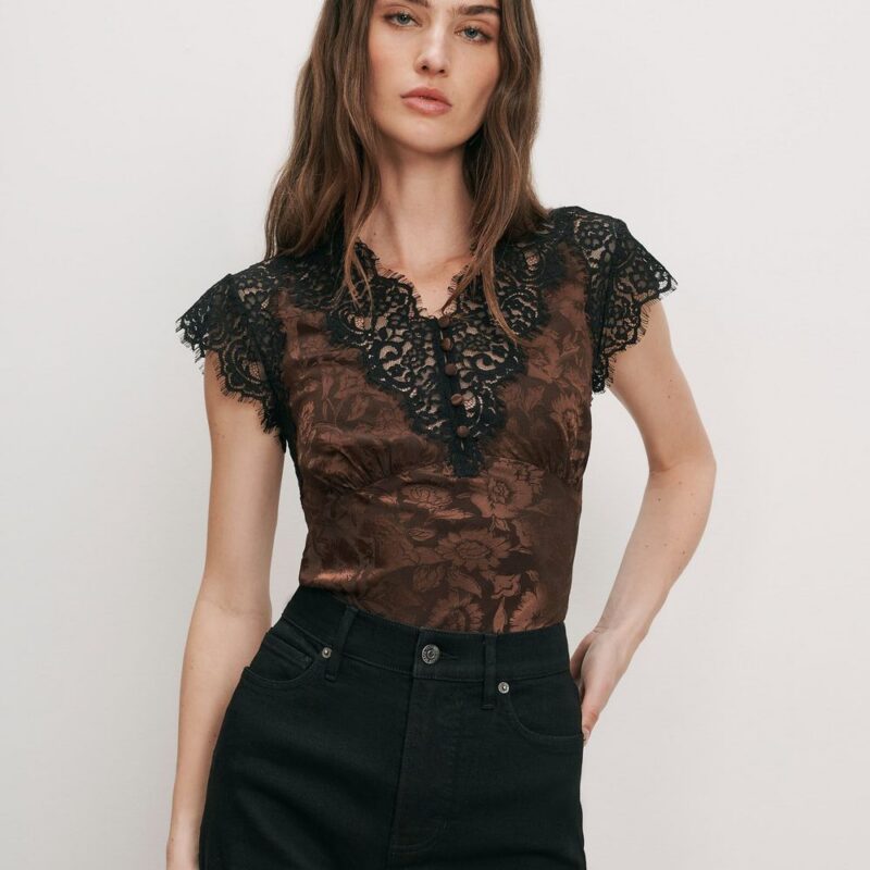 Pascaline Lace-Trimmed Top – Veronica Beard
