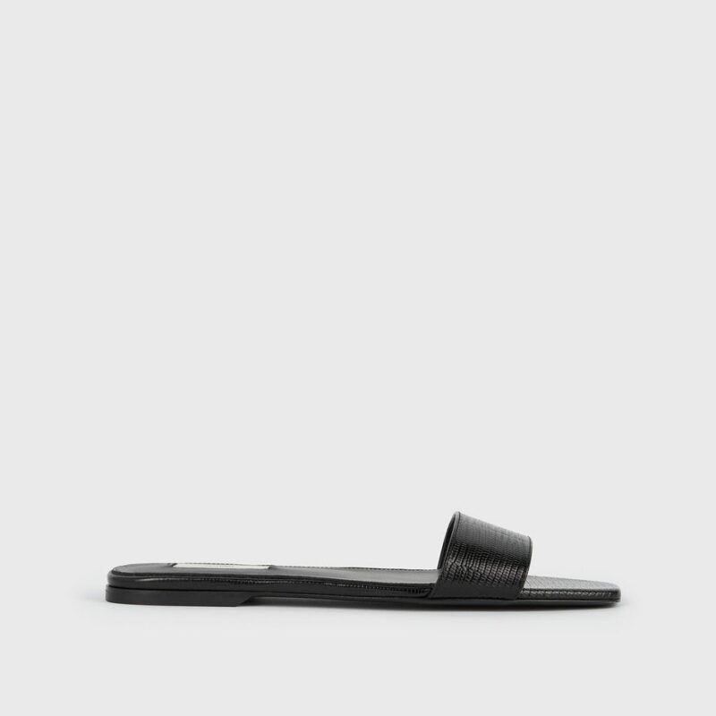 Slim lizard-embossed bandeau slides black – Toteme - INT