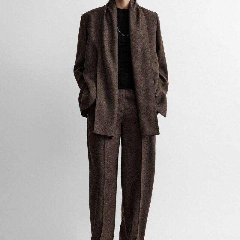 Scarf lapel blazer taupe melange – Toteme - INT