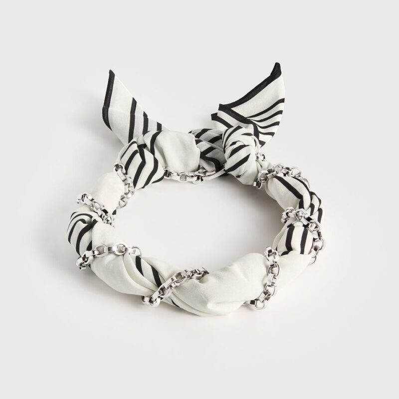 Silk scarf collar ecru/black/silver – Toteme - INT