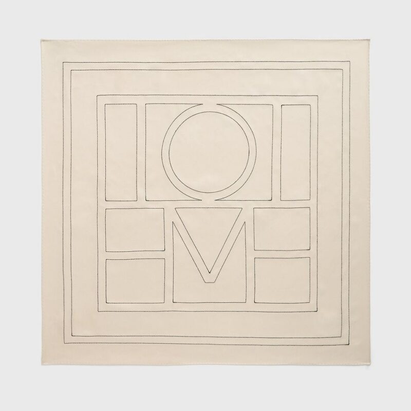 Embroidered monogram silk scarf ivory – Toteme - INT