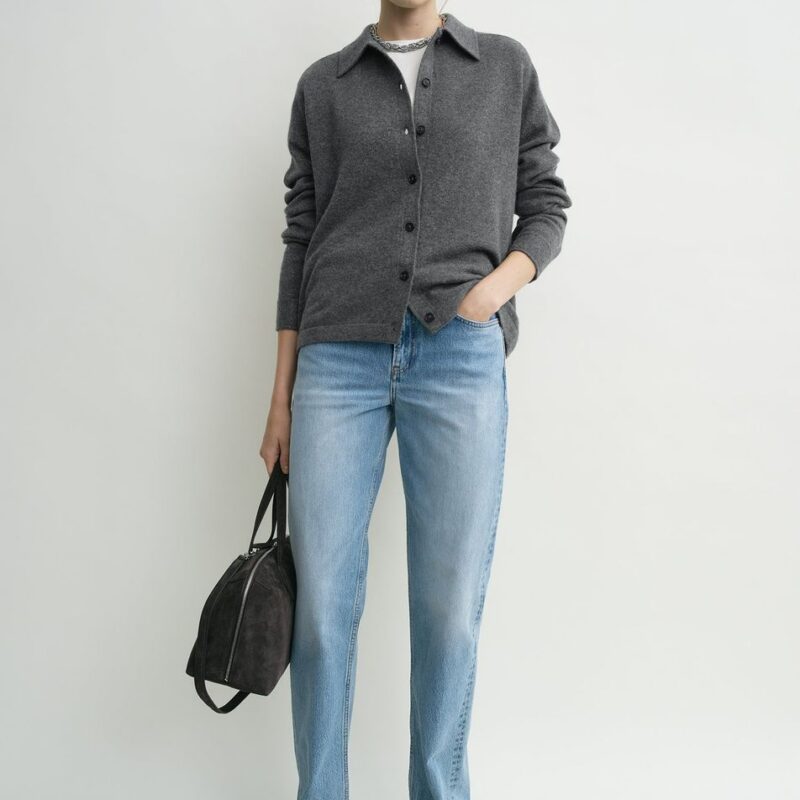 Raglan-sleeve cashmere cardigan dark grey – Toteme - INT