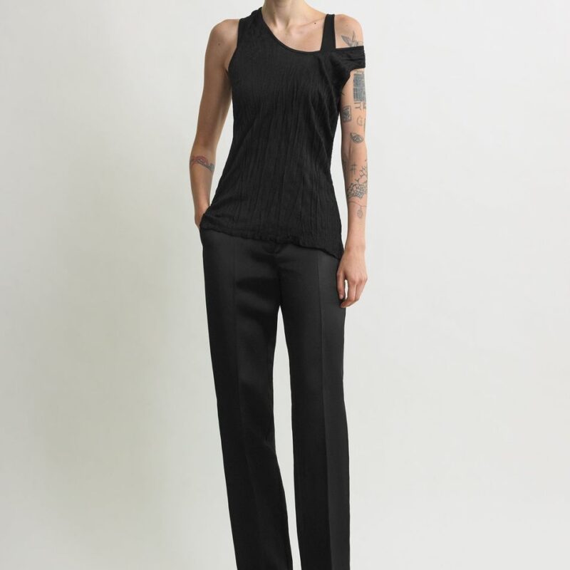 Crinkled knit tank black – Toteme - INT