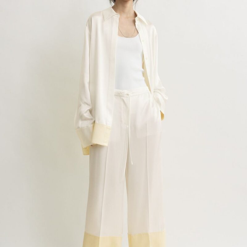 Satin drawstring trousers white – Toteme - INT