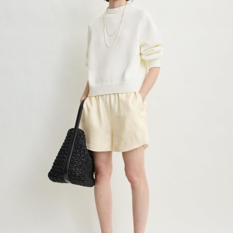 Monogram silk pj shorts cream – Toteme - INT