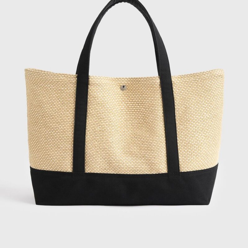 Woven beach tote black/ecru – Toteme - INT