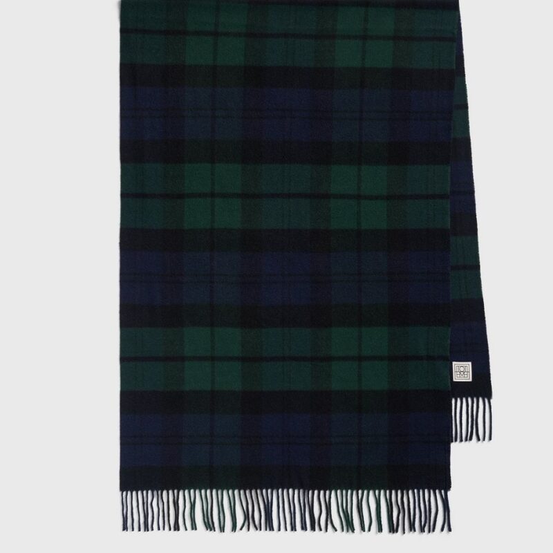 Checked cashmere scarf midnight/green – Toteme - INT