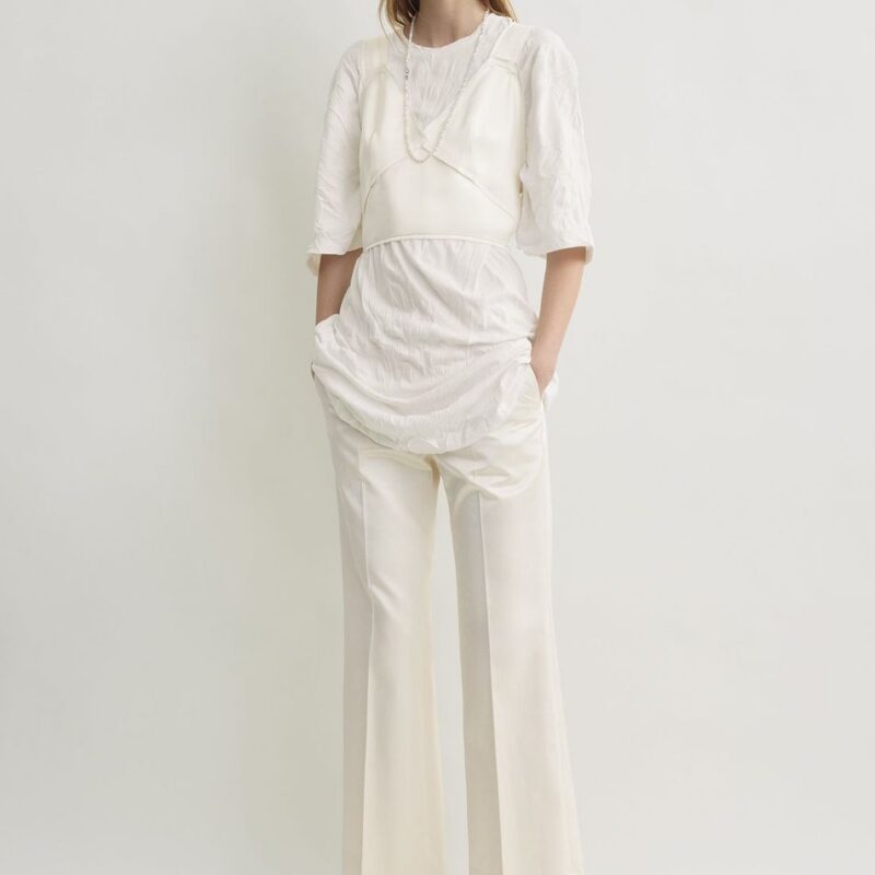 Cropped satin camisole off-white – Toteme - INT