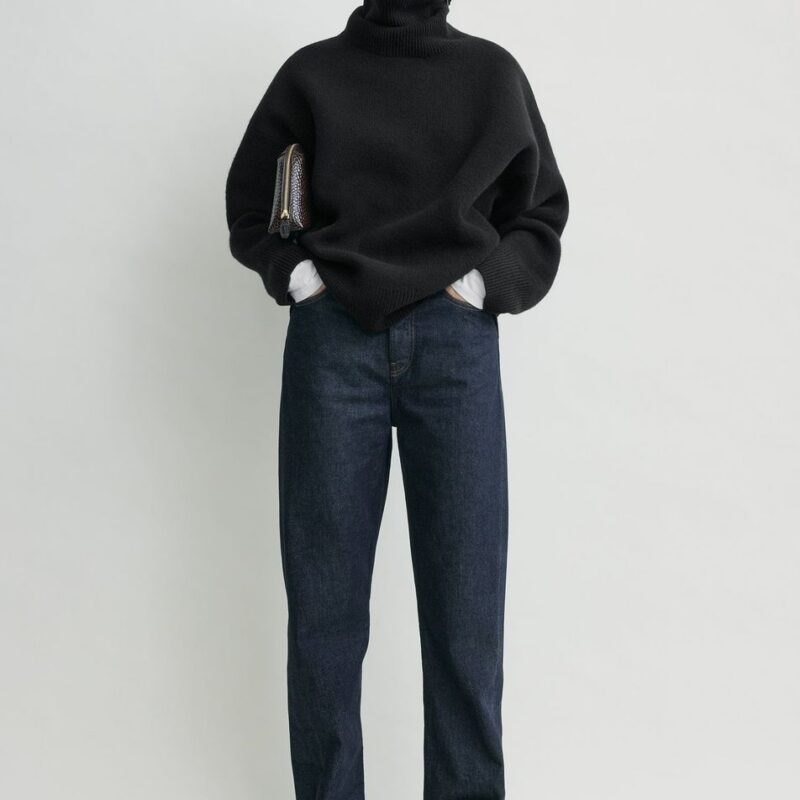 Double-knit turtleneck black – Toteme - INT