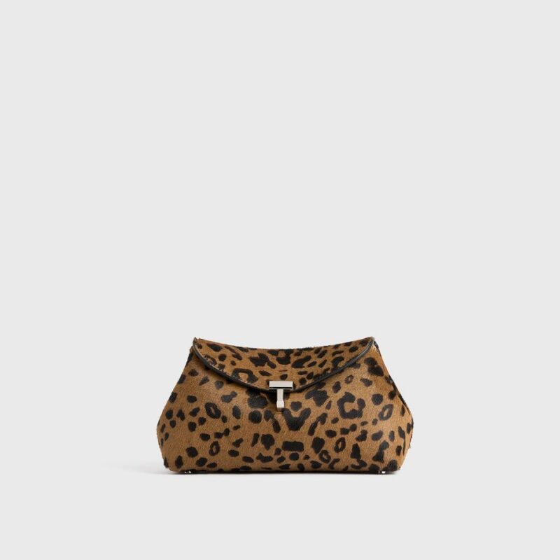 Mini T-lock pony hair clutch leopard – Toteme - INT