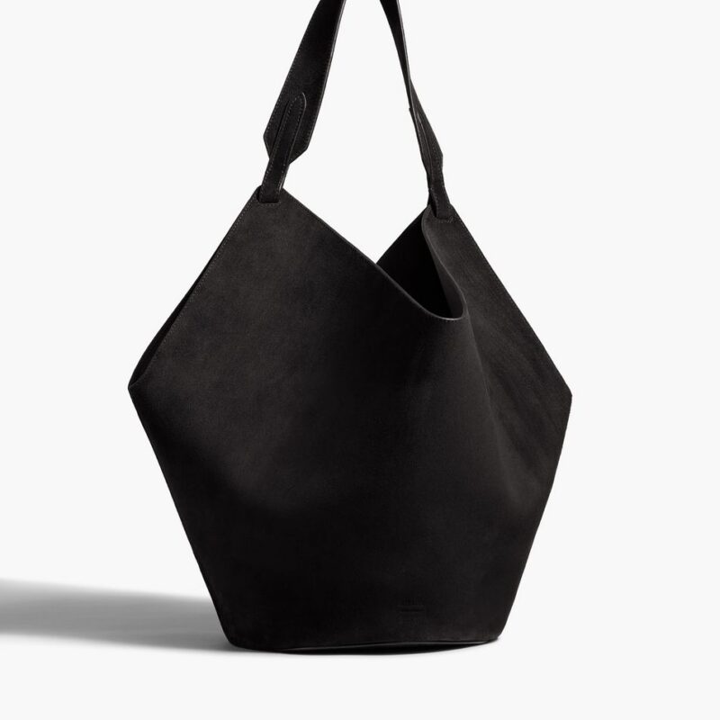 Medium Lotus Tote in Black Suede – Khaite