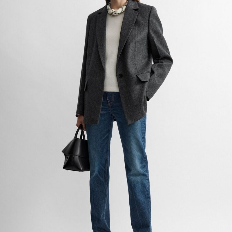 Herringbone blazer grey melange – Toteme - INT