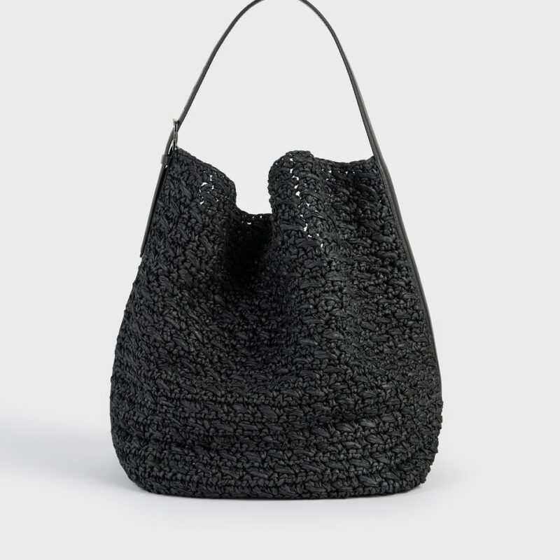 Belted paper raffia tote black – Toteme - INT