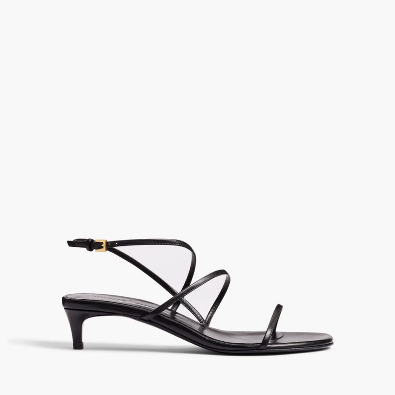 Loop Kitten Heel Sandal in Black Leather – Khaite