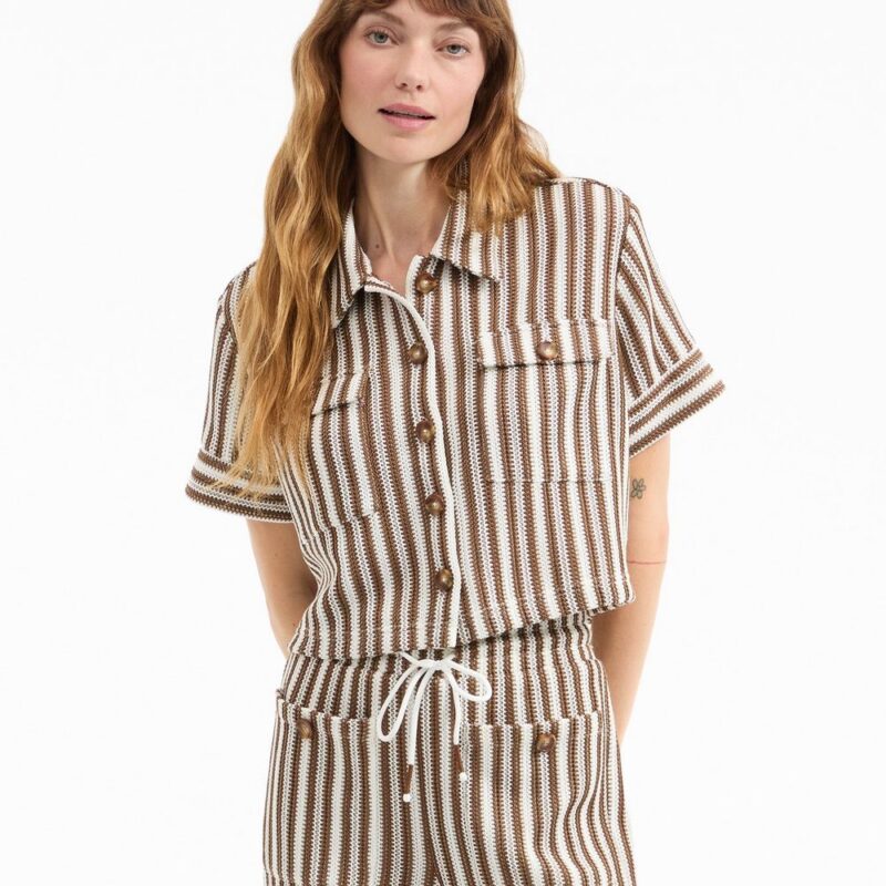 Bouvier Knit Button-Down Shirt – Veronica Beard