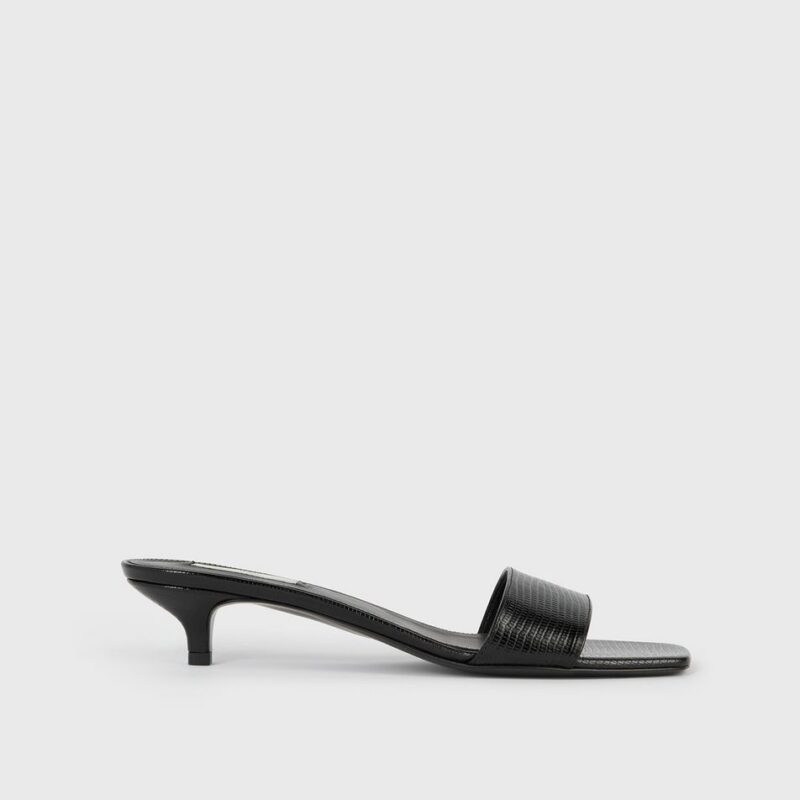 Slim lizard-embossed bandeau mules black – Toteme - INT