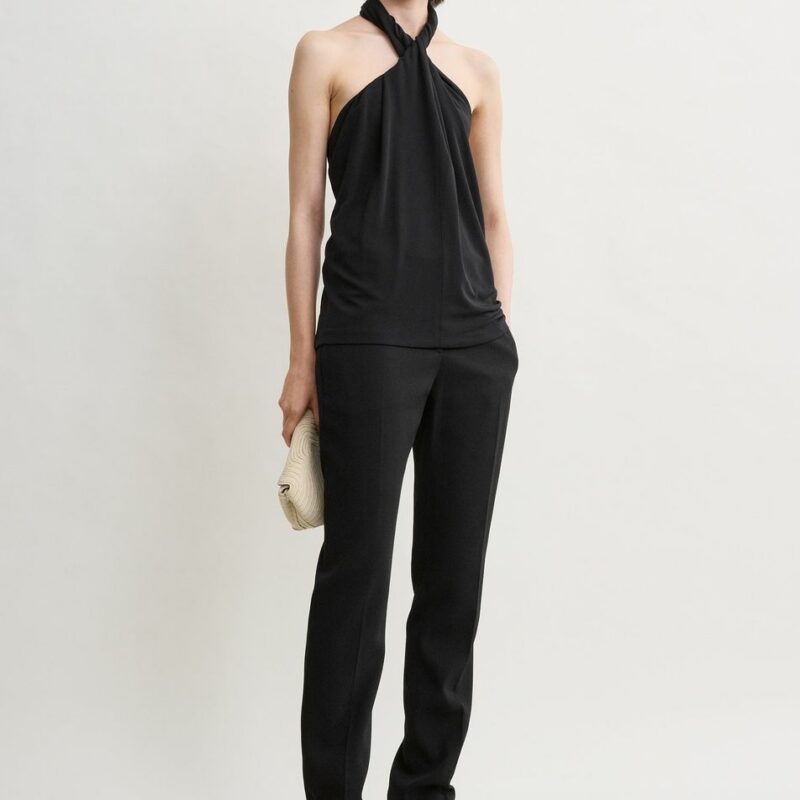 Twisted jersey halter top black – Toteme - INT