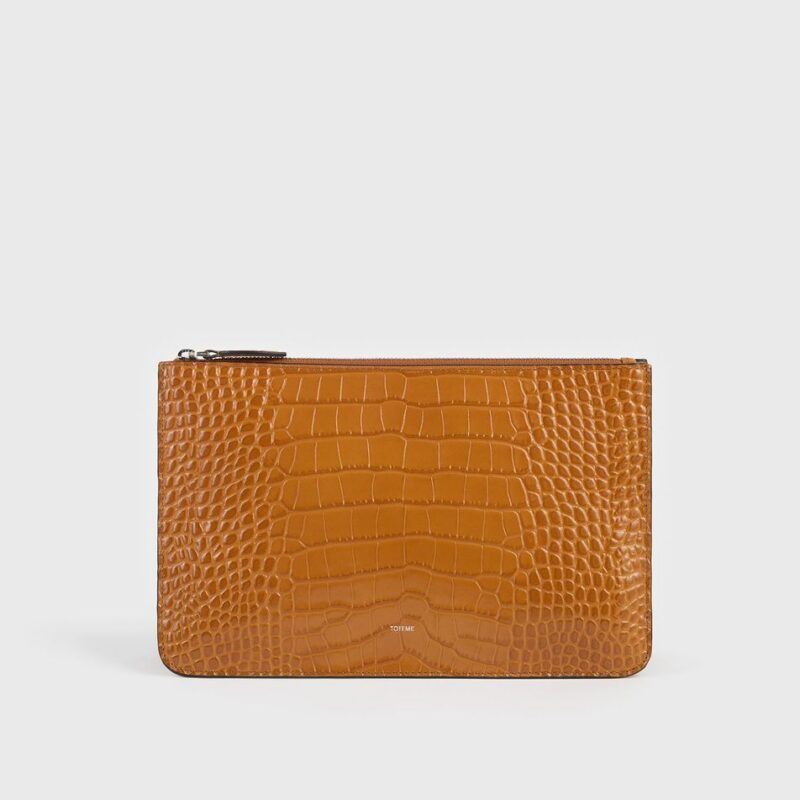 Threefold croco-embossed clutch tangerine – Toteme - INT