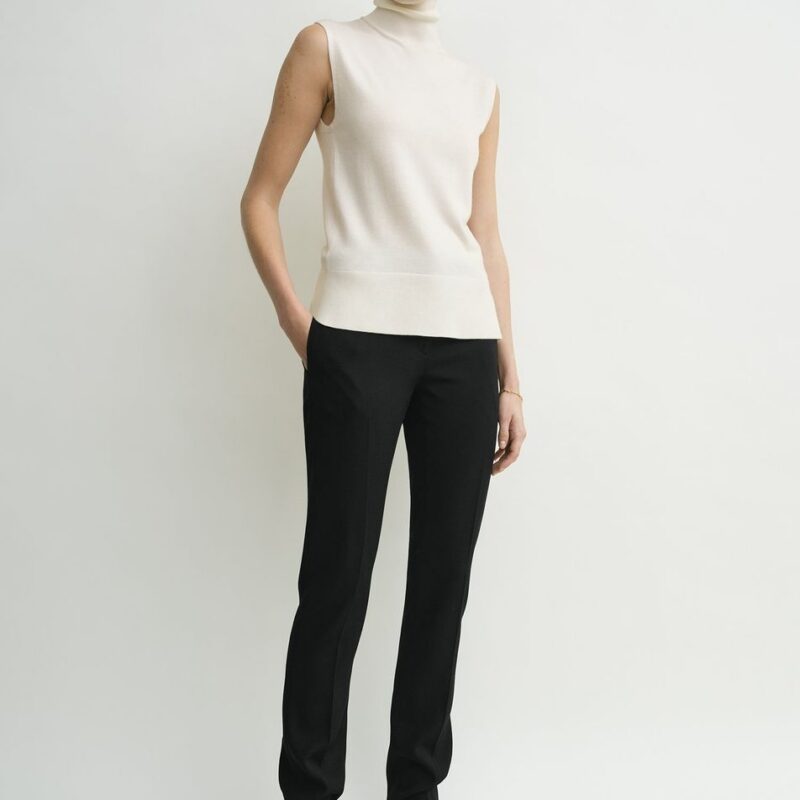 Sleeveless fine turtleneck ecru – Toteme - INT