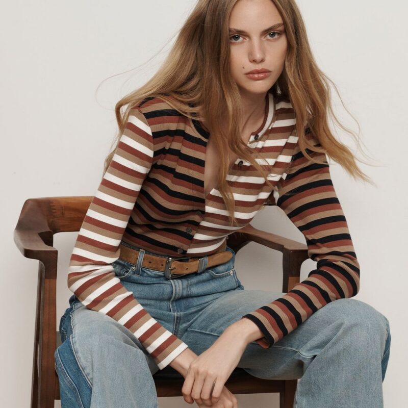 Dilia Striped Button-Down T-Shirt – Veronica Beard