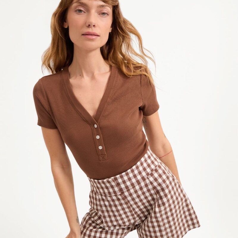 Dekalb Ribbed Henley T-Shirt – Veronica Beard