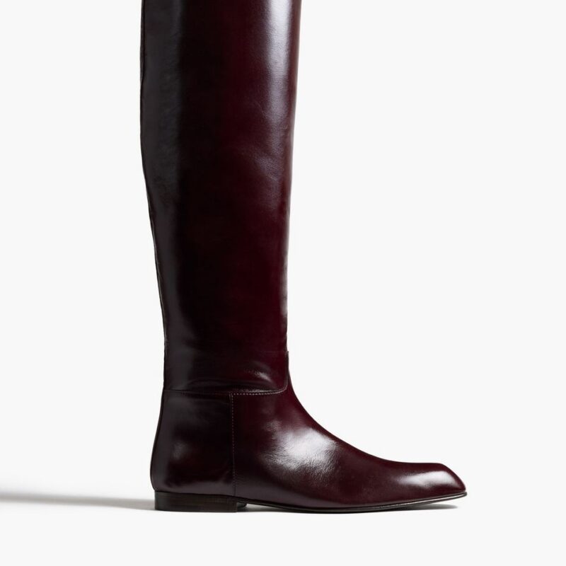 Colt Knee-High Boot in Bordeaux Glazed Leather – Khaite
