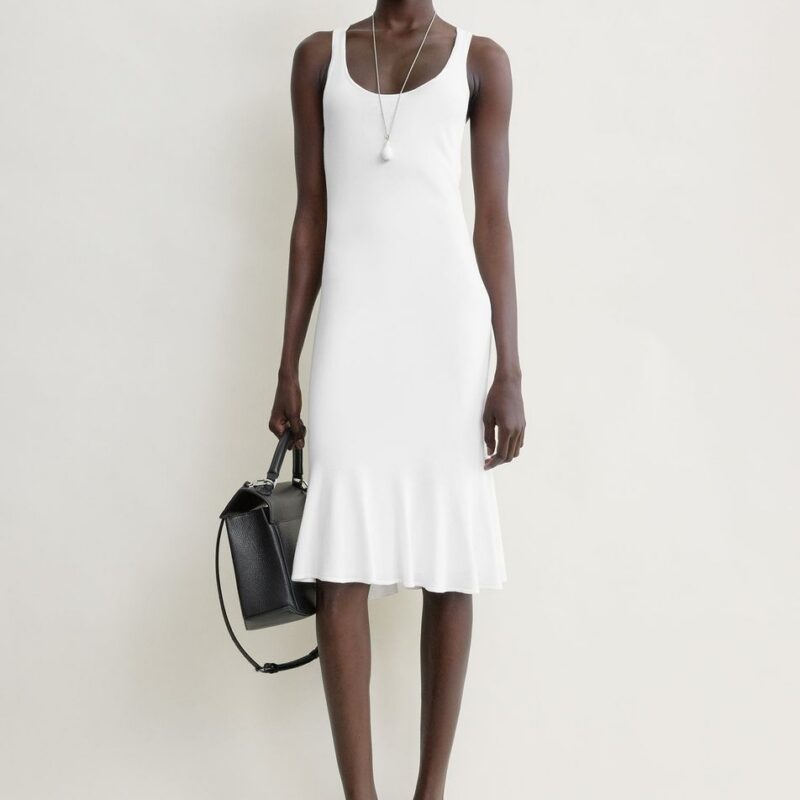 Fluted hem dress optic white petite – Toteme - INT