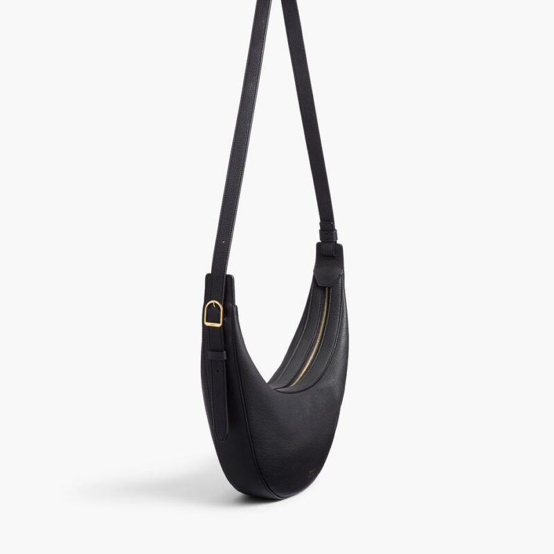 Small Augustina Crossbody Bag in Black Pebbled Leather – Khaite