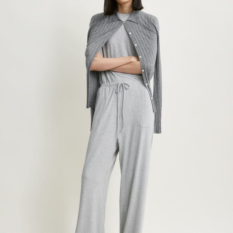 Jersey drawstring trousers pale grey mélange – Toteme - INT
