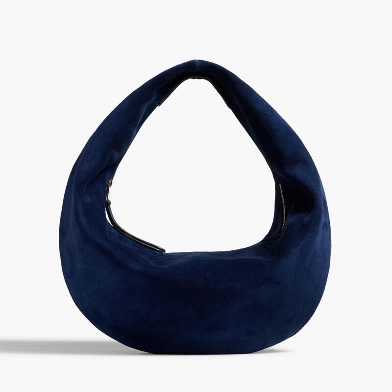 Medium Olivia Hobo in Midnight Suede – Khaite