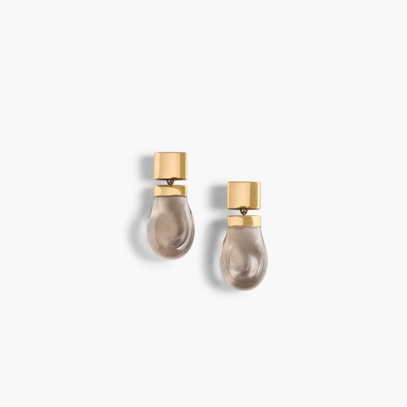 Keefe Resin Earrings in Antique Gold with Smoke – KHAITE
