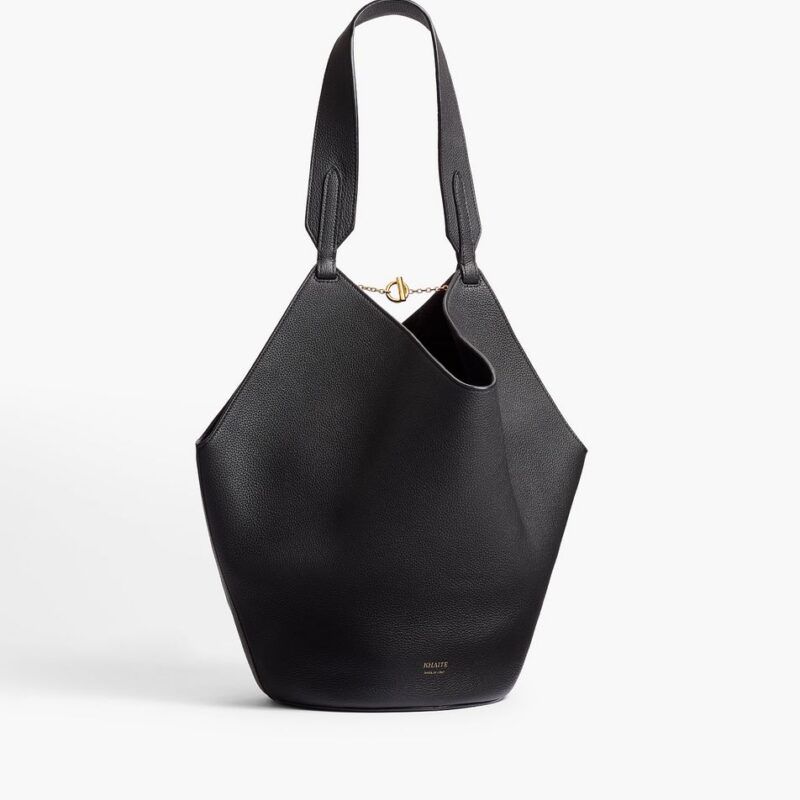 Small Lotus Tote in Black Pebbled Leather – Khaite