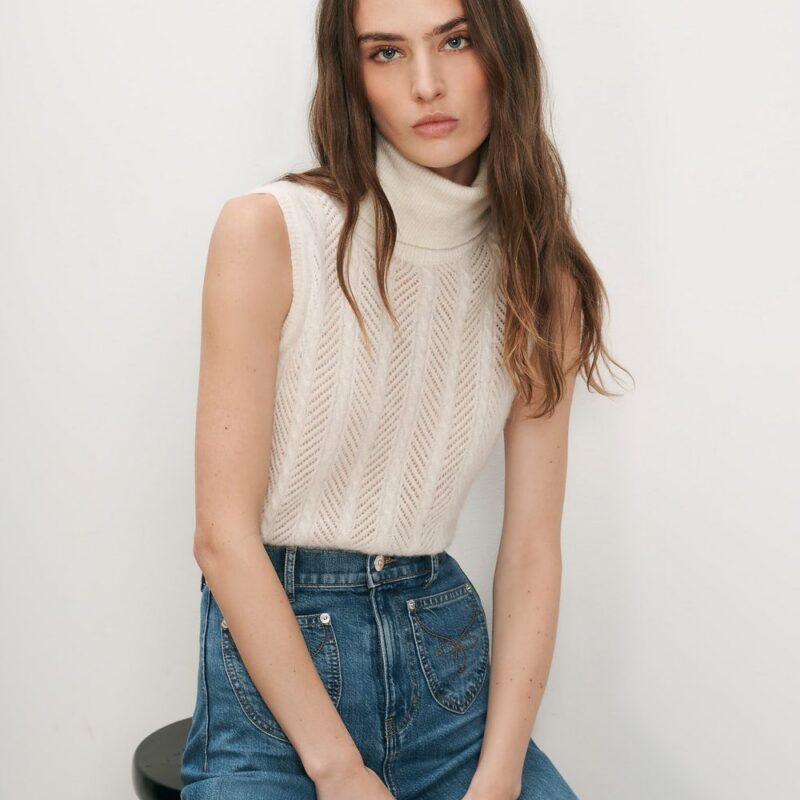 Mazzy Pointelle Sleeveless Sweater – Veronica Beard