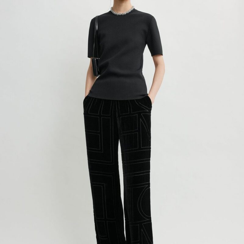 Monogram devoré pj bottoms black – Toteme - INT