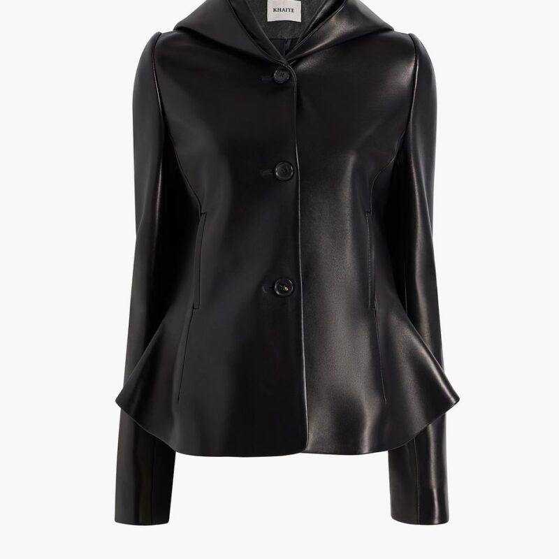 June Jacket in Black Leather – Khaite