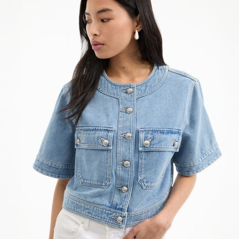 Elias Short Sleeve Denim Jacket – Veronica Beard