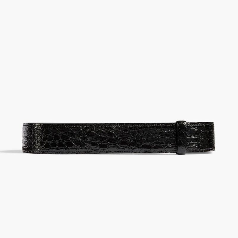 Theo Waist Belt in Black Croc-Embossed Leather – KHAITE