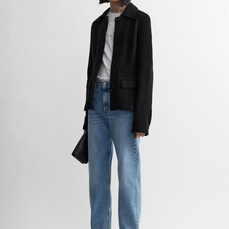 Raw hem cotton jacket black – Toteme - INT