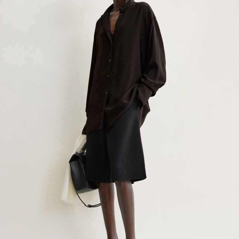 Silk crepe shirt brown – Toteme - INT