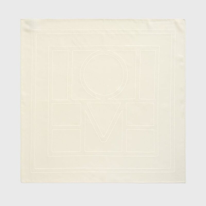 Embroidered monogram silk scarf cream – Toteme - INT