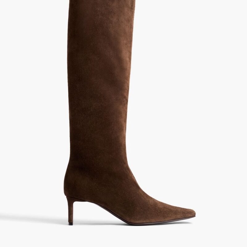 Ona Knee-High Boot in Ebano Suede – Khaite