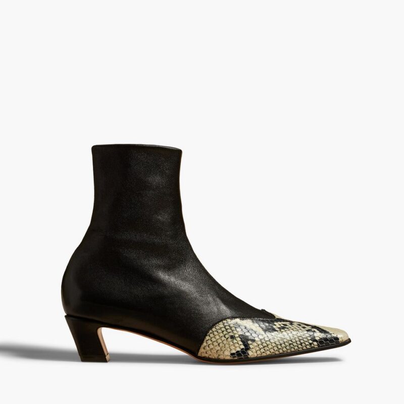 Nevada Stretch Low Boot in Black with Python-Embossed Leather – Khaite