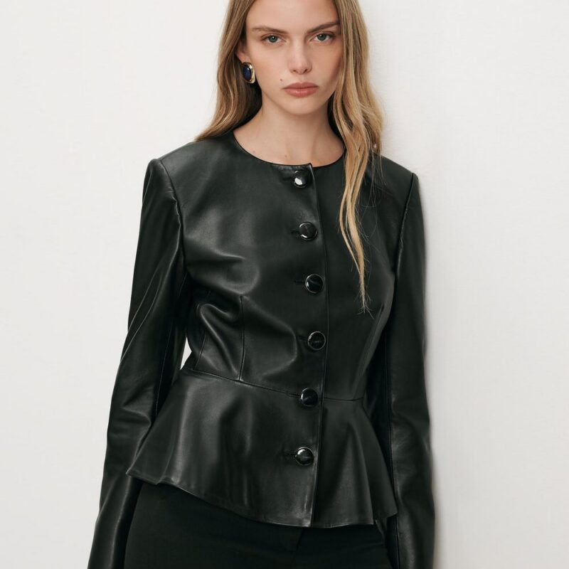 Quinn Leather Peplum Jacket – Veronica Beard